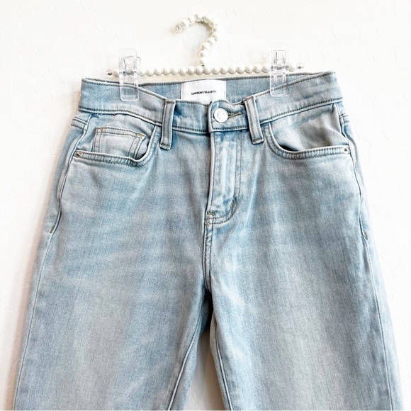 Current/Elliott Women’s Cropped Straight Leg Jeans Raw Hem Light Wash Stretch 24 - Picture 2 of 7